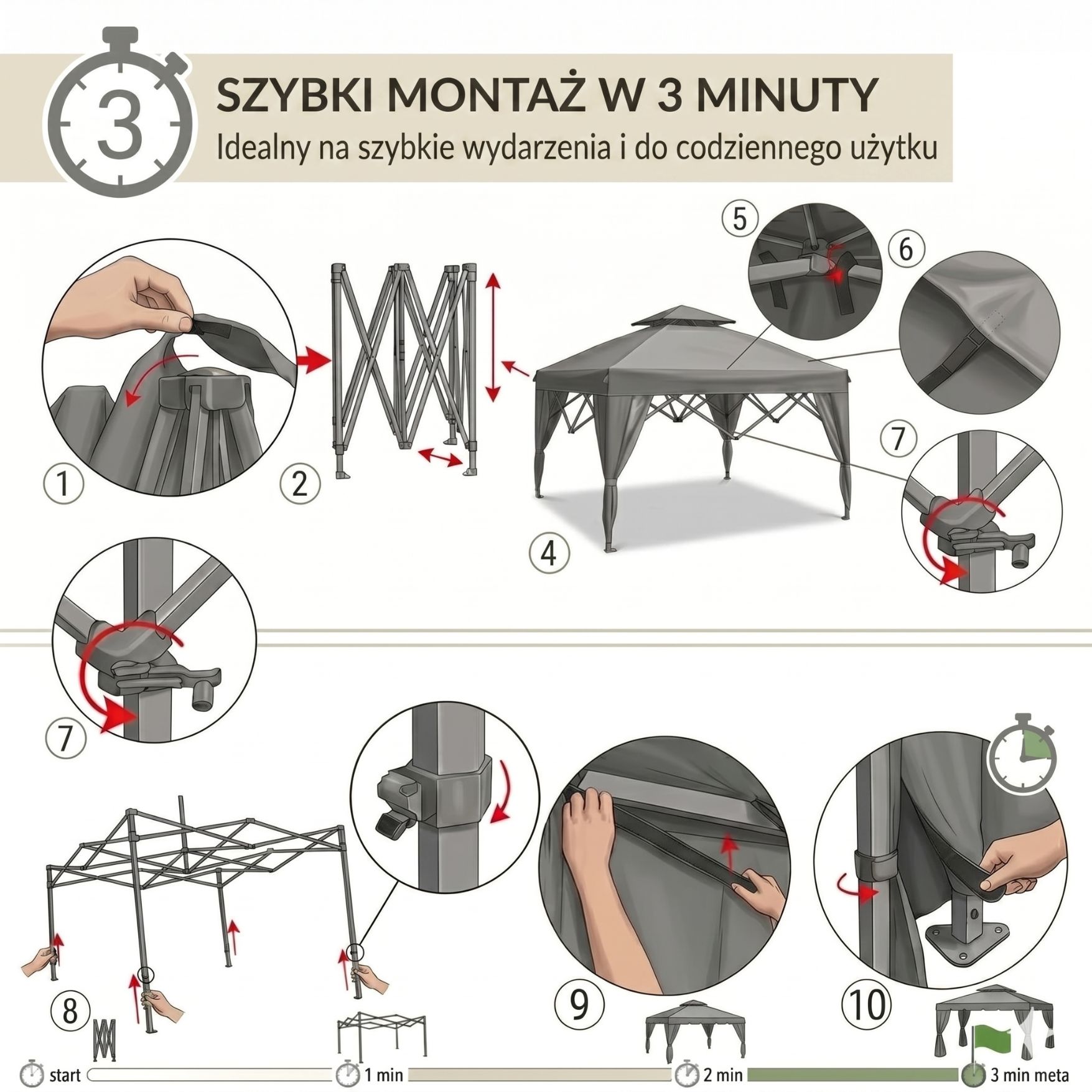 Montaż pawilonu ogrodowego w 3 minuty
